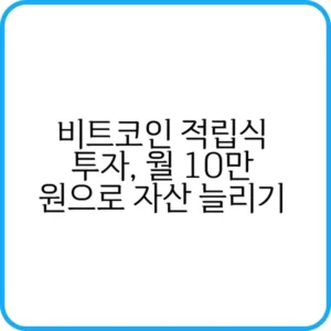 비트코인 적립식 투자로 안정적인 자산 관리