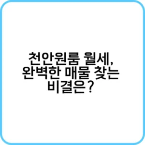 천안 원룸 월세 시세를 확인