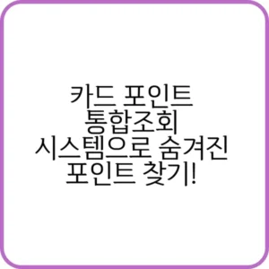 카드 포인트 통합조회로 숨겨진 포인트 찾는 방법