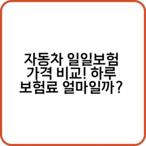 자동차 일일보험 가격 비교표