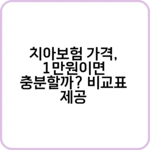 치아 보험 가격 비교표