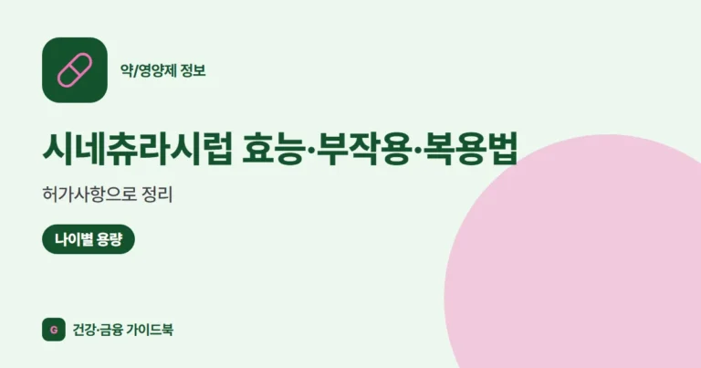 시네츄라시럽 효능·부작용·복용법, 허가사항으로 정리
