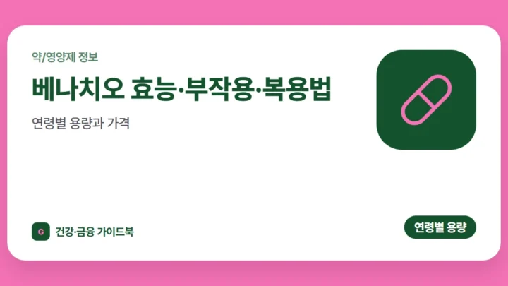 베나치오 효능·부작용·복용법, 연령별 용량과 가격 (2026)