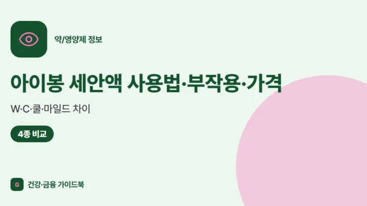 아이봉 세안액 사용법·부작용·가격, W·C·쿨·마일드 차이
