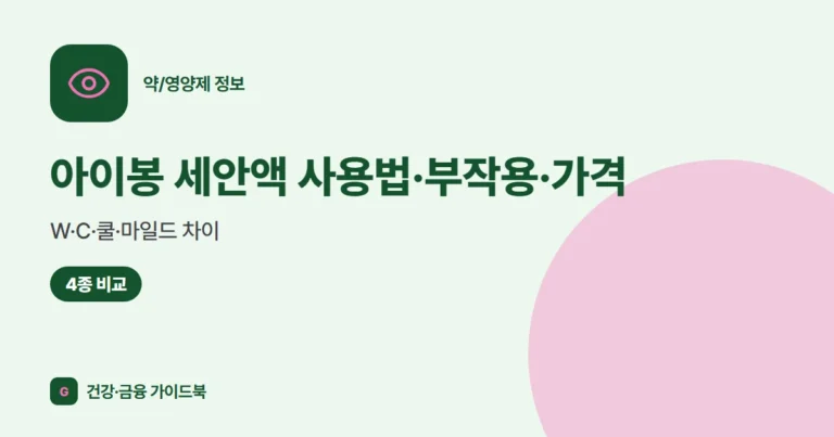 아이봉 세안액 사용법·부작용·가격, W·C·쿨·마일드 차이