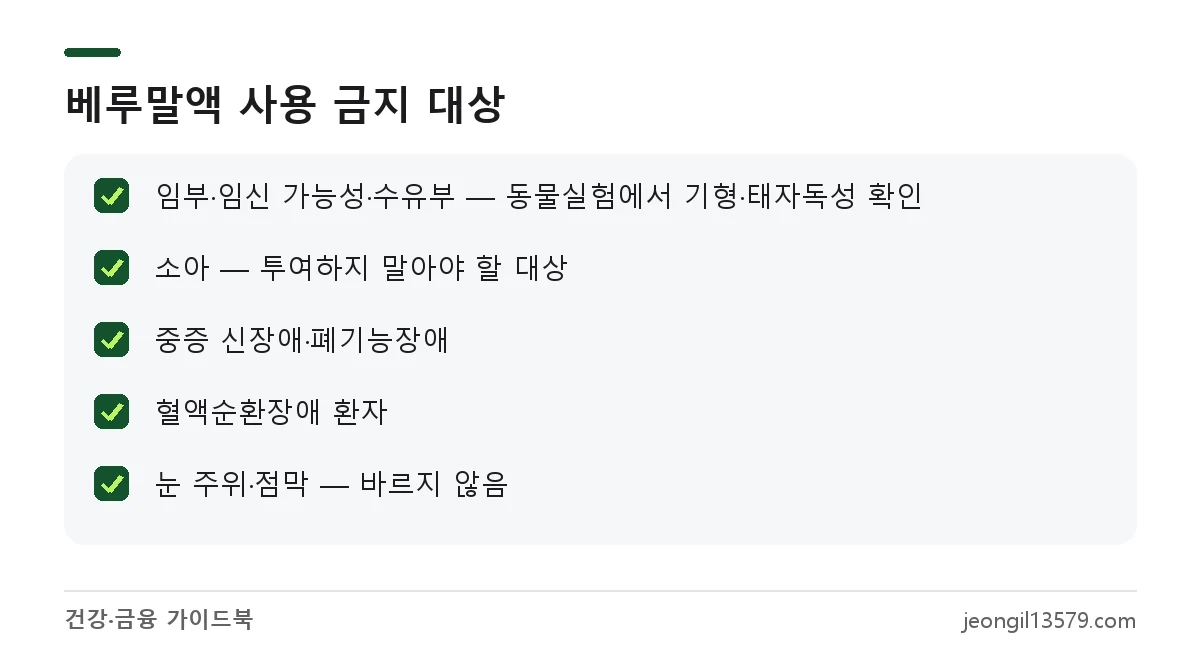 베루말액 사마귀약을 쓰면 안 되는 사람과 부위 체크리스트