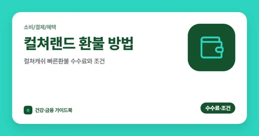 컬쳐랜드 환불 방법, 컬쳐캐쉬 빠른환불 수수료와 조건 (2026)
