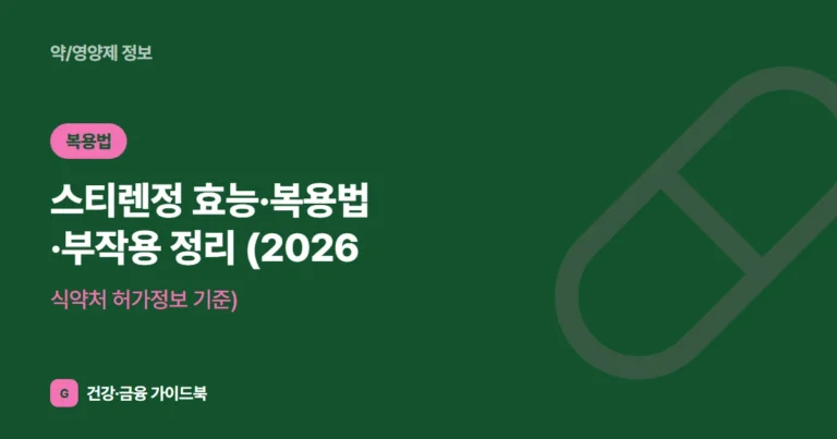 스티렌정 효능·복용법·부작용 정리 (2026, 식약처 허가정보 기준)