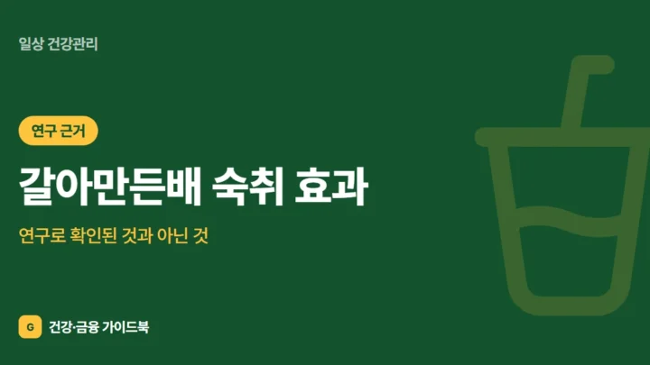 갈아만든배 숙취 효과, 연구로 확인된 것과 아닌 것 (2026)