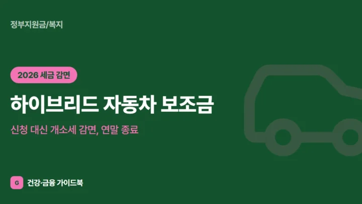 하이브리드 자동차 보조금 (2026): 신청 대신 개소세 감면, 연말 종료