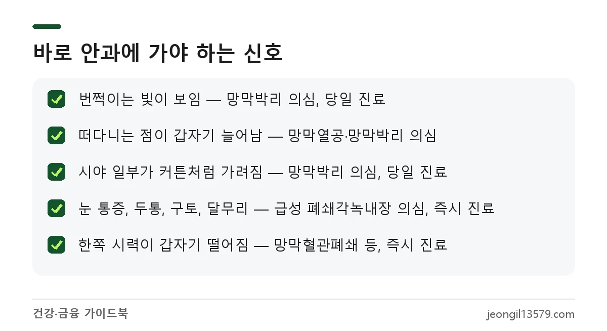 눈이 갑자기 흐릿할 때 마사지 대신 안과 진료가 필요한 응급 증상 체크리스트