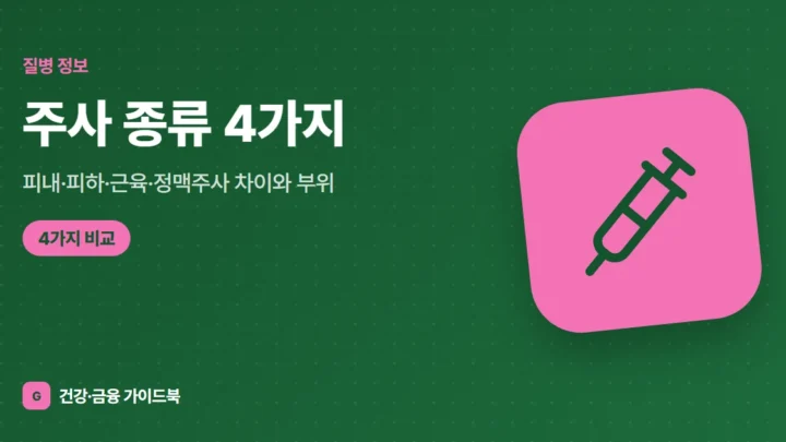 주사 종류 4가지: 피내·피하·근육·정맥주사 차이와 부위