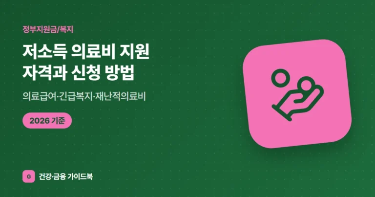 저소득 의료비 지원 자격과 신청 방법 (2026): 의료급여·긴급복지·재난적의료비