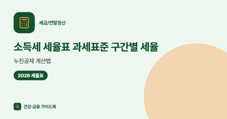 소득세 세율표 (2026) 과세표준 구간별 세율·누진공제 계산법