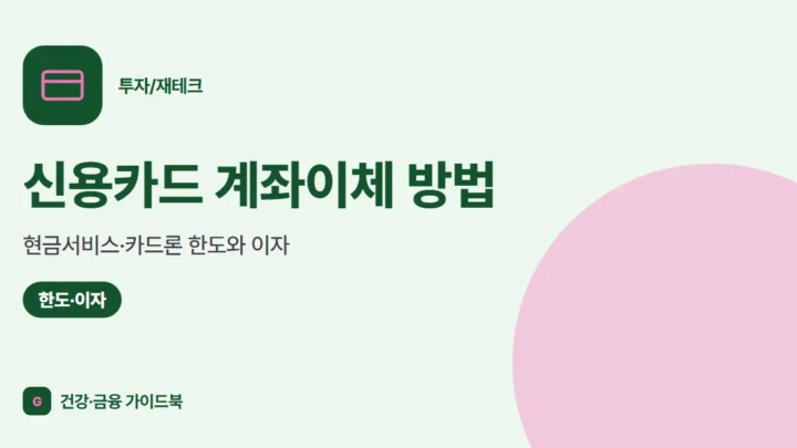 신용카드 계좌이체 방법: 현금서비스·카드론 한도와 이자 (2026)