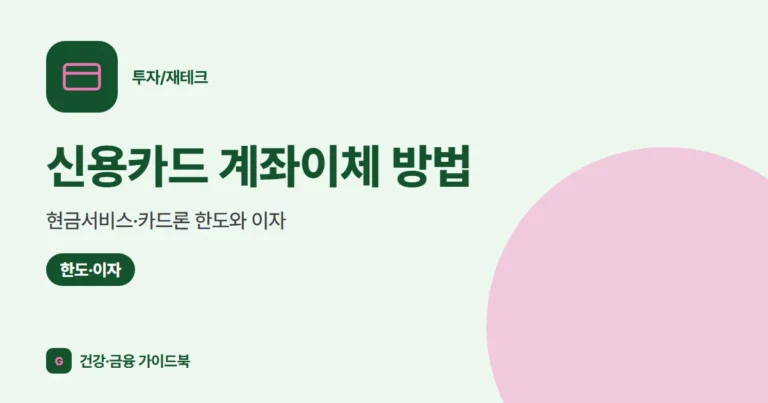 신용카드 계좌이체 방법: 현금서비스·카드론 한도와 이자 (2026)