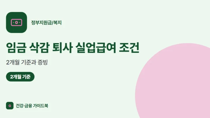 임금 삭감 퇴사 실업급여 조건 (2026): 2개월 기준과 증빙