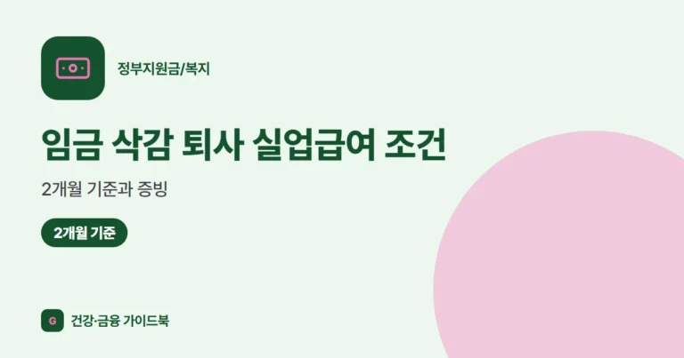 임금 삭감 퇴사 실업급여 조건 (2026): 2개월 기준과 증빙